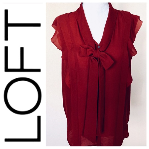 LOFT Tops - NEW LOFT Sleeveles Button Down Neck Tie BLOUSE Top